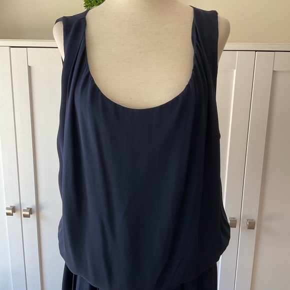 Alice + Olivia Silk Sleeveless Midi Dress Keyhole Back in Navy Size S/P - Picture 3 of 14